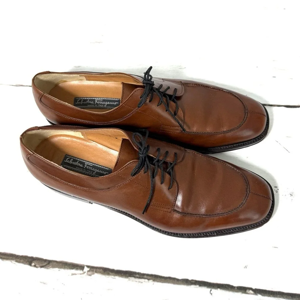 Salvatore Ferragamo Tramezza Shoes Men's 9.5 D Brown   Oxford Old Money Italy